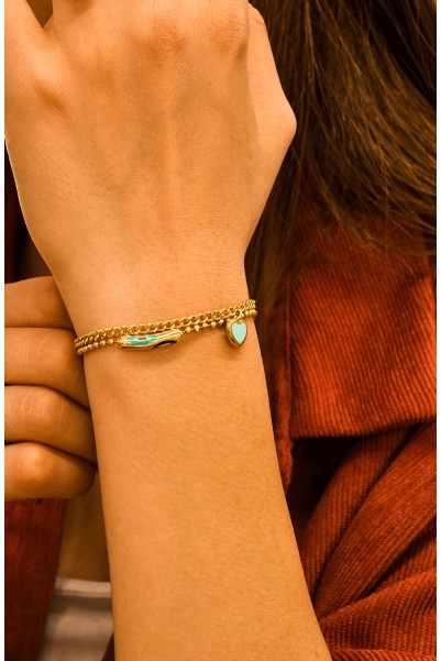 MAVİ MİNELİ KALP BİLEKLİK 14 AYAR A057506 MAVİ MİNELİ KALP BİLEKLİK 14 AYAR A057506