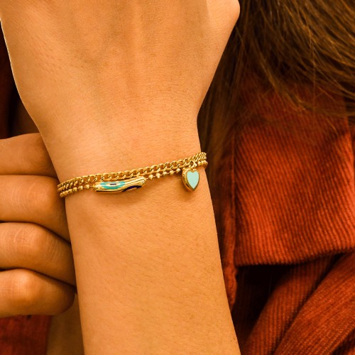 MAVİ MİNELİ KALP BİLEKLİK 14 AYAR A057506 MAVİ MİNELİ KALP BİLEKLİK 14 AYAR A057506