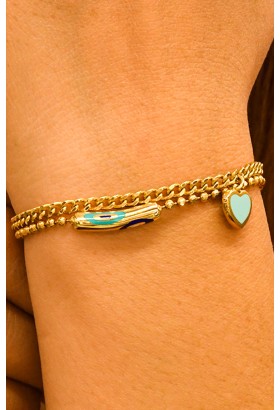 MAVİ MİNELİ KALP BİLEKLİK 14 AYAR A057506 MAVİ MİNELİ KALP BİLEKLİK 14 AYAR A057506