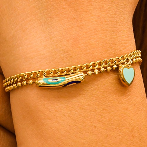 MAVİ MİNELİ KALP BİLEKLİK 14 AYAR A057506 MAVİ MİNELİ KALP BİLEKLİK 14 AYAR A057506