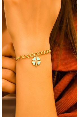 MAVİ MİNELİ YONCA BİLEKLİK 14 AYAR A057509