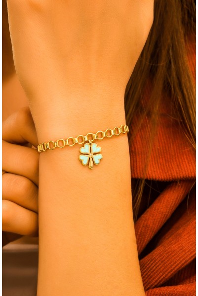 MAVİ MİNELİ YONCA BİLEKLİK 14 AYAR A057509 MAVİ MİNELİ YONCA BİLEKLİK 14 AYAR A057509