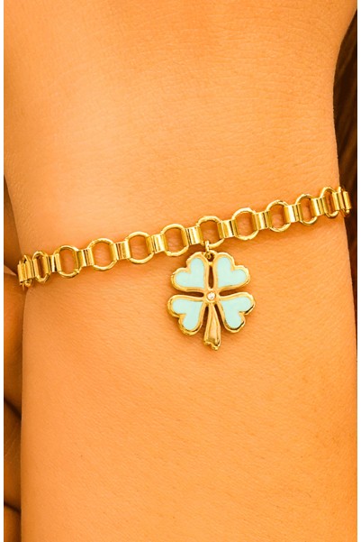 MAVİ MİNELİ YONCA BİLEKLİK 14 AYAR A057509 MAVİ MİNELİ YONCA BİLEKLİK 14 AYAR A057509