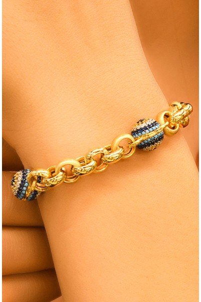 NAZAR BONCUKLU ZİNCİR BİLEKLİK 14 AYAR A057990