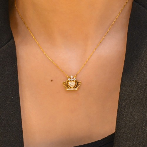 KALPLİ KRAL TACI KOLYE 22 AYAR A039563