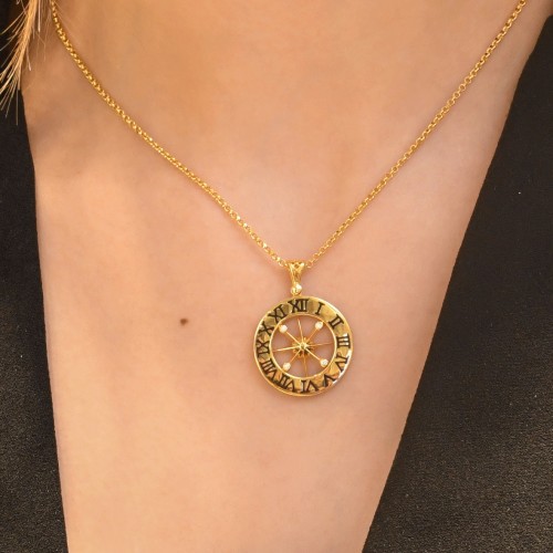 PUSULA SAAT KOLYE 22 AYAR A056889 PUSULA SAAT KOLYE 22 AYAR A056889