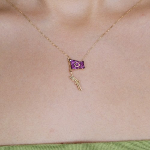 TÜRK BAYRAKLI KOLYE 14 AYAR A043702 TÜRK BAYRAKLI KOLYE 14 AYAR A043702