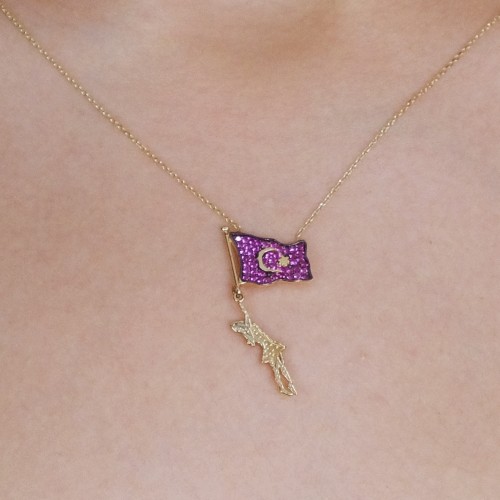 TÜRK BAYRAKLI KOLYE 14 AYAR A043702 TÜRK BAYRAKLI KOLYE 14 AYAR A043702