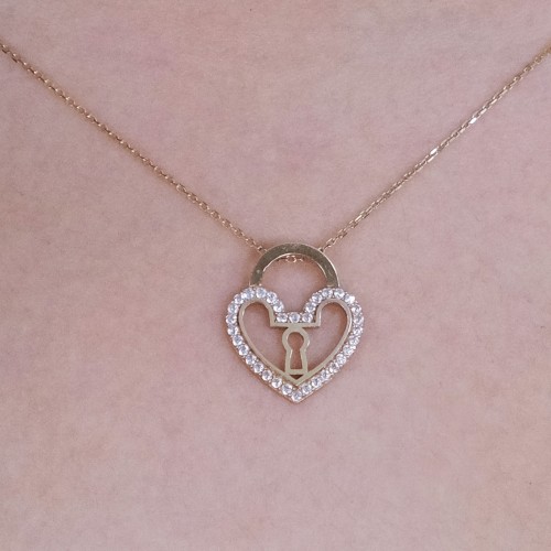 TAŞLI KALP KİLİT KOLYE 14 AYAR A047296 TAŞLI KALP KİLİT KOLYE 14 AYAR A047296