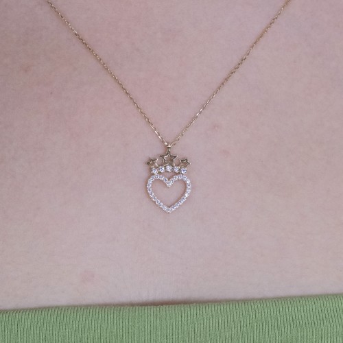 TAŞLI YILDIZLI KALP KOLYE 14 AYAR A048050 TAŞLI YILDIZLI KALP KOLYE 14 AYAR A048050