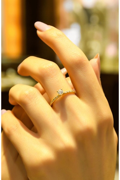 YAN KOLLARI TAŞLI TEKTAŞ YÜZÜK 22 AYAR A049329