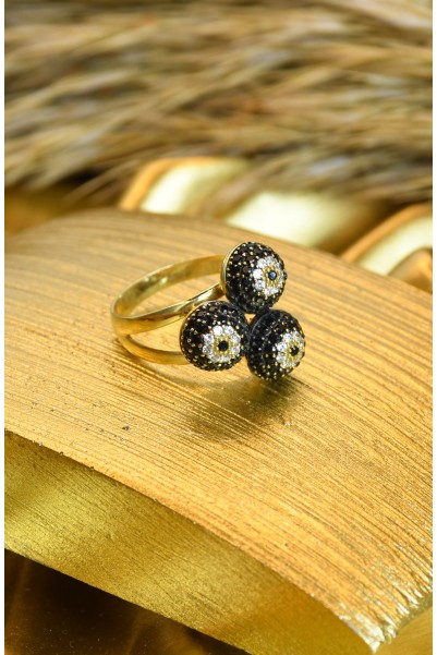 SİYAH TAŞLI YÜZÜK 14 AYAR  A000709