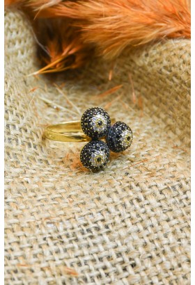 SİYAH TAŞLI YÜZÜK 14 AYAR  A000709