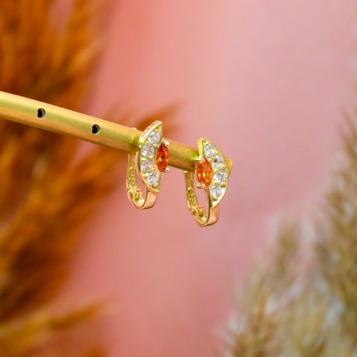 TAŞLI HALKA KÜPE 14 AYAR A001609 TAŞLI HALKA KÜPE 14 AYAR A001609