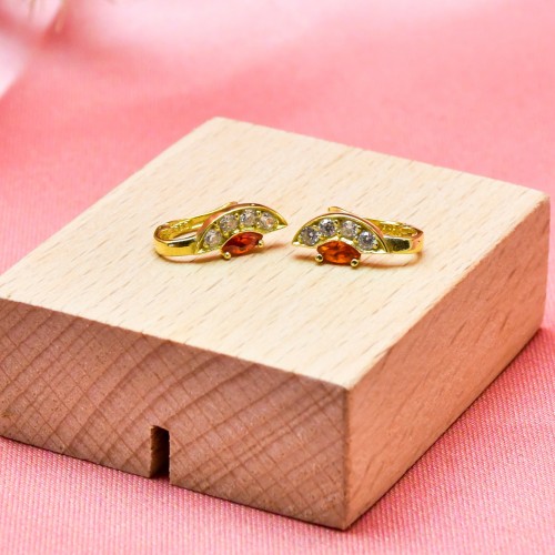 TAŞLI HALKA KÜPE 14 AYAR A001609 TAŞLI HALKA KÜPE 14 AYAR A001609