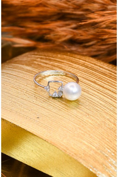İNCİ DETAYLI TAŞLI ÇITIR YÜZÜK 14 AYAR A010920