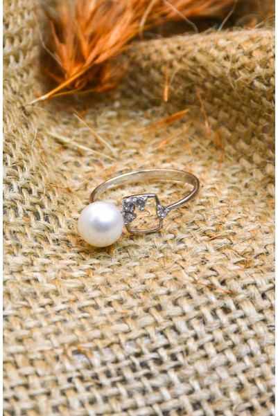 İNCİ DETAYLI TAŞLI ÇITIR YÜZÜK 14 AYAR A010920