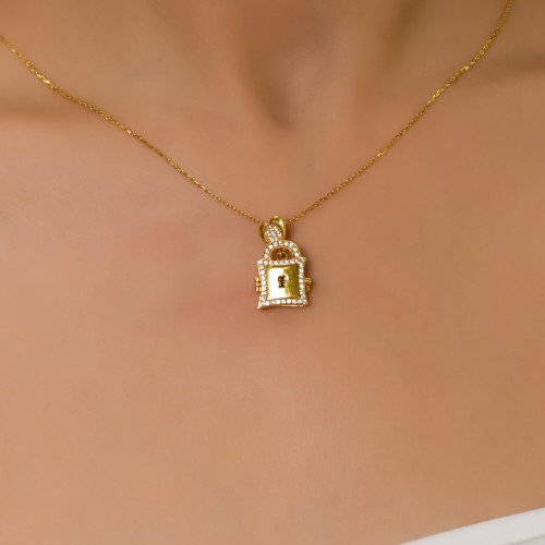 TAŞLI KİLİT KOLYE 22 AYAR A015042