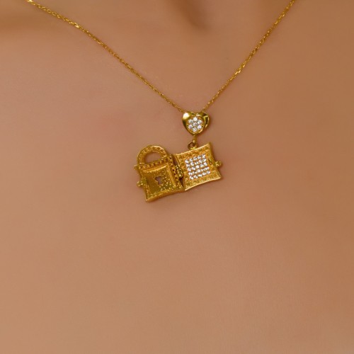 TAŞLI KİLİT KOLYE 22 AYAR A015042