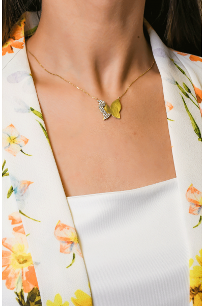 KELEBEKLİ TAŞ DETAYLI ÇITIR KOLYE 14 AYAR A018976 KELEBEKLİ TAŞ DETAYLI ÇITIR KOLYE 14 AYAR A018976