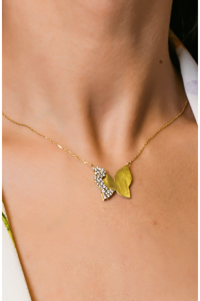 KELEBEKLİ TAŞ DETAYLI ÇITIR KOLYE 14 AYAR A018976 KELEBEKLİ TAŞ DETAYLI ÇITIR KOLYE 14 AYAR A018976