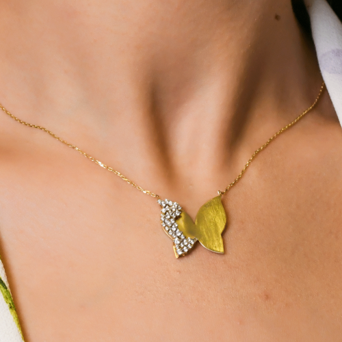 KELEBEKLİ TAŞ DETAYLI ÇITIR KOLYE 14 AYAR A018976 KELEBEKLİ TAŞ DETAYLI ÇITIR KOLYE 14 AYAR A018976