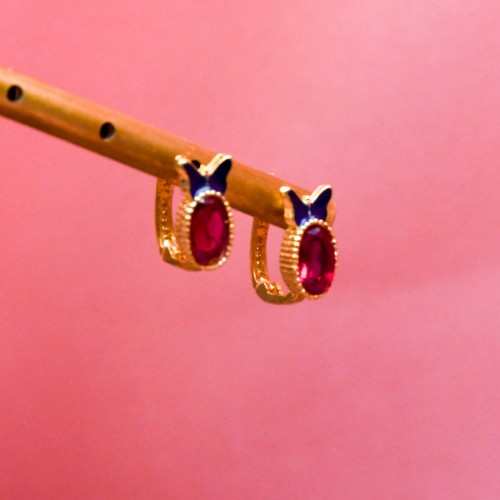 KIRMIZI TAŞLI KÜPE 22 AYAR A019330 KIRMIZI TAŞLI KÜPE 22 AYAR A019330