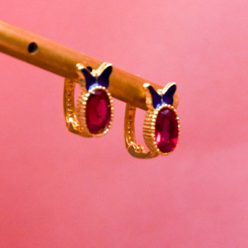 KIRMIZI TAŞLI KÜPE 22 AYAR A019330 KIRMIZI TAŞLI KÜPE 22 AYAR A019330