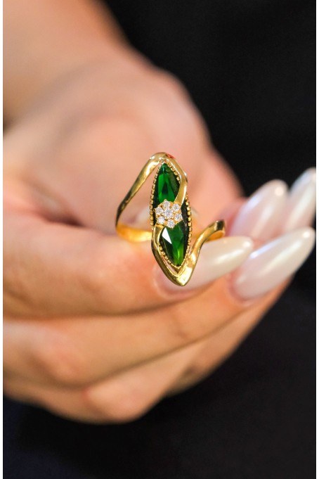 YEŞİL TAŞLI YÜZÜK 22 AYAR A021694