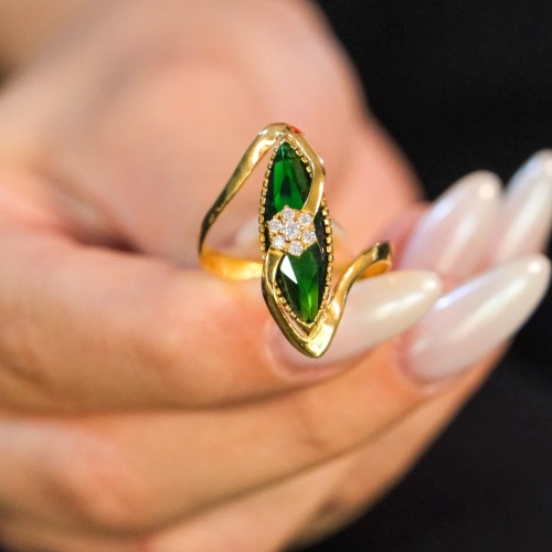 YEŞİL TAŞLI YÜZÜK 22 AYAR A021694 YEŞİL TAŞLI YÜZÜK 22 AYAR A021694