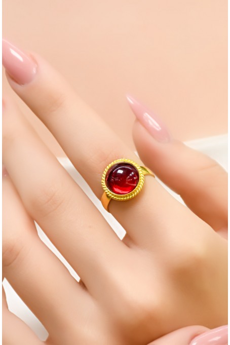 KIRMIZI TAŞLI YÜZÜK 22 AYAR A021695