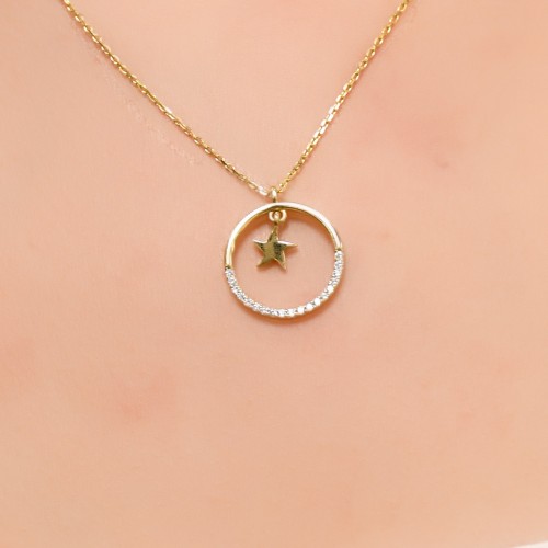 YILDIZLI HALKA KOLYE 14 AYAR A023223 YILDIZLI HALKA KOLYE 14 AYAR A023223