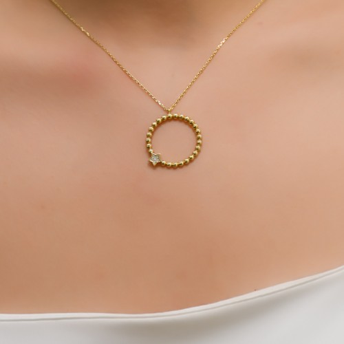 YILDIZLI HALKA KOLYE 14 AYAR A023230 YILDIZLI HALKA KOLYE 14 AYAR A023230