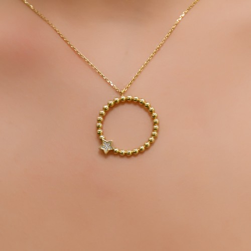 YILDIZLI HALKA KOLYE 14 AYAR A023230 YILDIZLI HALKA KOLYE 14 AYAR A023230