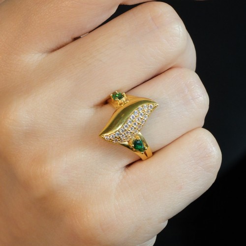 TAŞLI YAPRAK YÜZÜK 22 AYAR A029176