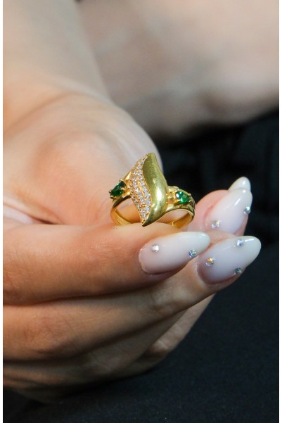 TAŞLI YAPRAK YÜZÜK 22 AYAR A029176