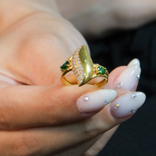 TAŞLI YAPRAK YÜZÜK 22 AYAR A029176