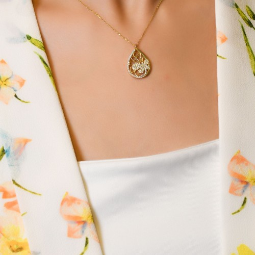 KELEBEK DETAYLI TAŞLI TASARIM KOLYE 14 AYAR A029654 KELEBEK DETAYLI TAŞLI TASARIM KOLYE 14 AYAR A029654