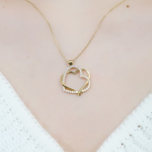 İÇ İÇE KALP KOLYE 14 AYAR A029672 İÇ İÇE KALP KOLYE 14 AYAR A029672