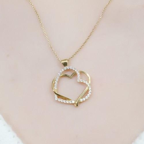 İÇ İÇE KALP KOLYE 14 AYAR A029672 İÇ İÇE KALP KOLYE 14 AYAR A029672