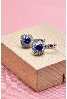 MAVİ TAŞLI KÜPE 14 AYAR A030749