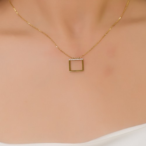 KARE ÇERÇEVE KOLYE 14 AYAR A033877 KARE ÇERÇEVE KOLYE 14 AYAR A033877