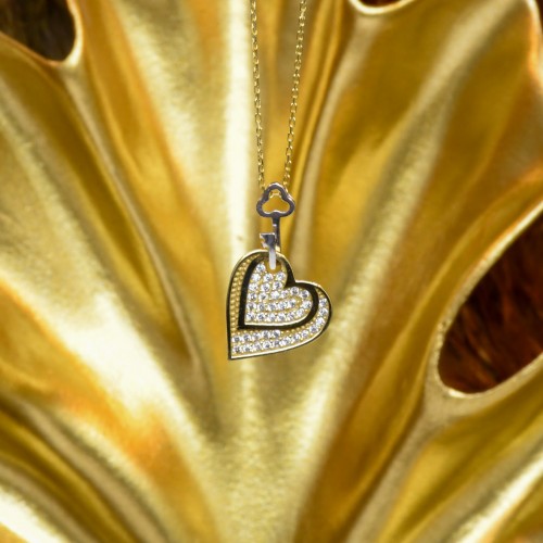 TAŞLI KALP KOLYE 14 AYAR A033894 TAŞLI KALP KOLYE 14 AYAR A033894