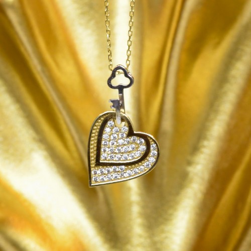 TAŞLI KALP KOLYE 14 AYAR A033894 TAŞLI KALP KOLYE 14 AYAR A033894