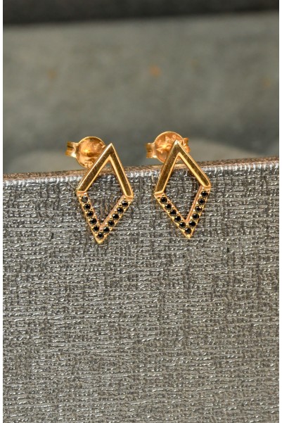 SİYAH TAŞLI KÜPE 14 AYAR A034749 SİYAH TAŞLI KÜPE 14 AYAR A034749