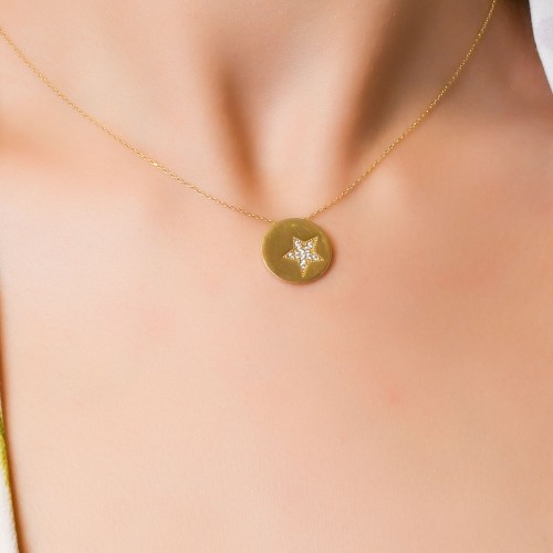 YILDIZ DETAYLI 14 AYAR KOLYE A038613 YILDIZ DETAYLI 14 AYAR KOLYE A038613