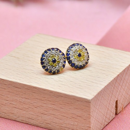 TAŞLI NAZAR BONCUK KÜPE 14 AYAR A039414 TAŞLI NAZAR BONCUK KÜPE 14 AYAR A039414