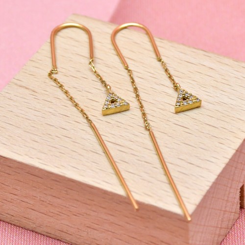 SALLANTILI ÜÇGEN KÜPE 14 AYAR A042880 SALLANTILI ÜÇGEN KÜPE 14 AYAR A042880