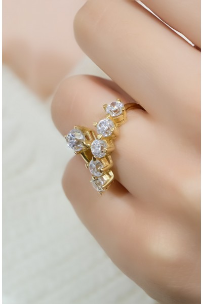 TEKTAŞ VE BEŞTAŞ ÇİFT YÜZÜK 14 AYAR A044560 TEKTAŞ VE BEŞTAŞ ÇİFT YÜZÜK 14 AYAR A044560