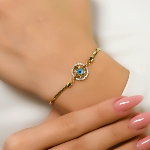 NAZAR BONCUKLU KUTUP YILDIZI BİLEKLİK 14 AYAR A047239 NAZAR BONCUKLU KUTUP YILDIZI BİLEKLİK 14 AYAR A047239